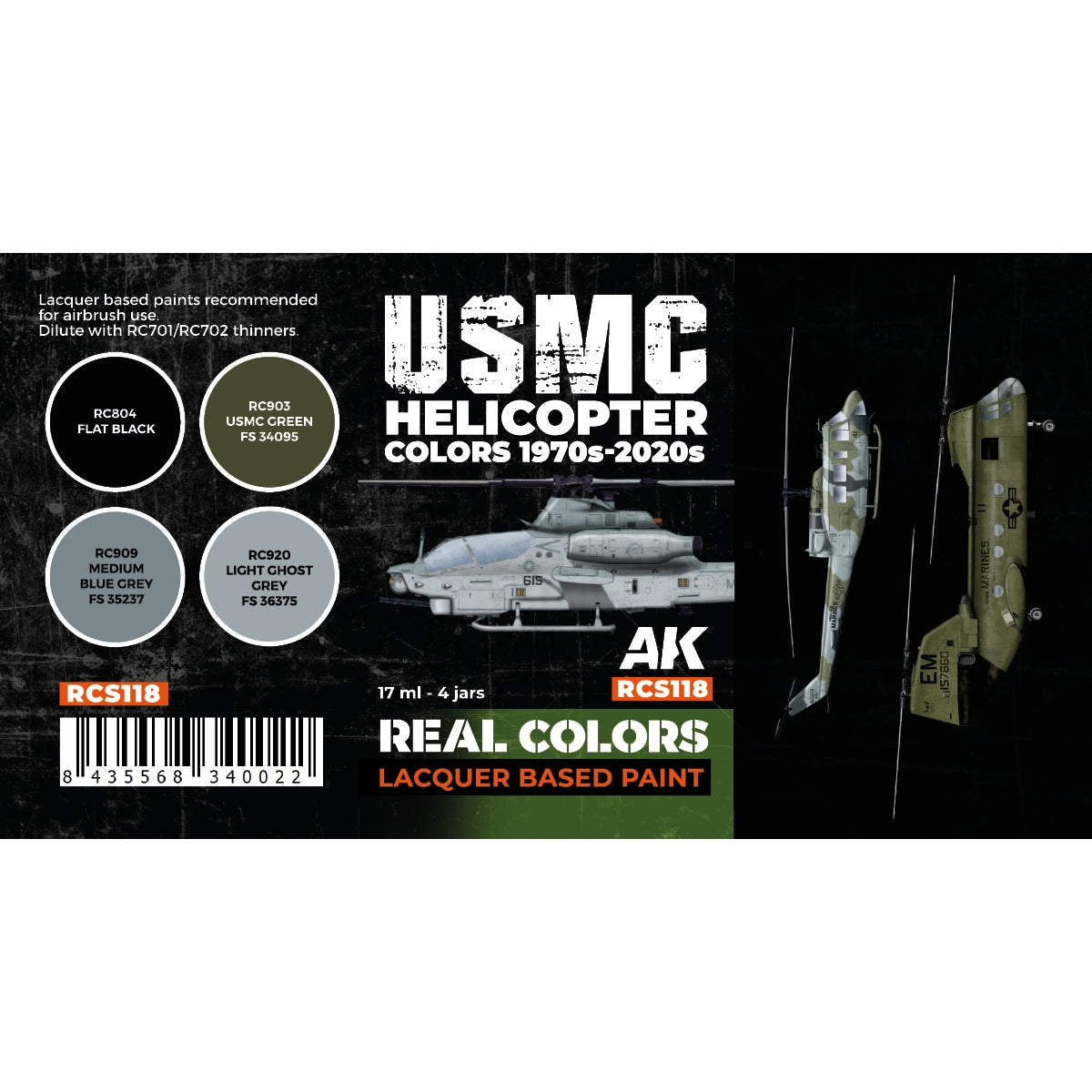 AK Interactive RCS118 USMC Helicopter Colors 1970s-today 4x17ml – immagine 2