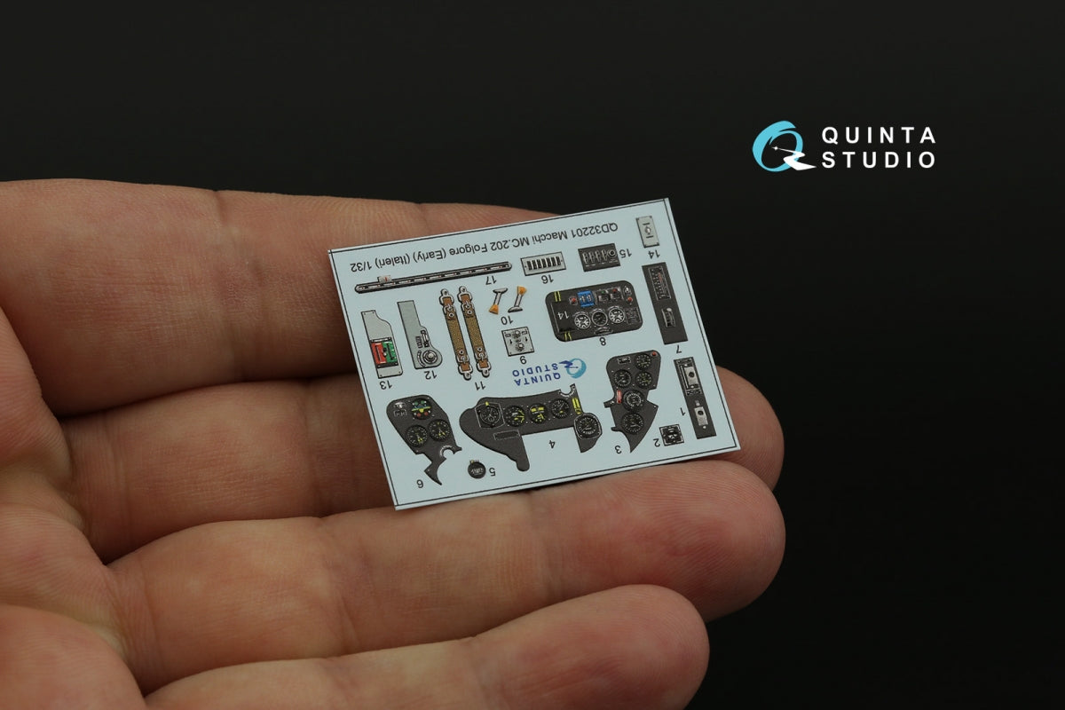 Quinta Studio QD32201 Macchi MC.202 Folgore Early 3D-Printed &amp;amp; coloured Interior on decal paper (Italeri) 1/32 – zdjęcie 11