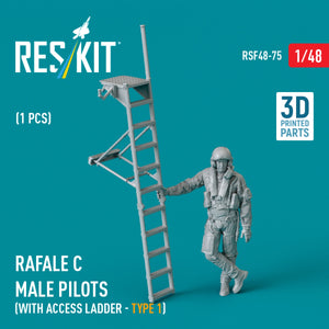 RESKIT RSF48-0075 Rafale C male pilot (with access ladder - type 1) (1 pcs) (3D Printed) 1/48