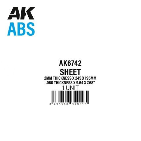 AK Interactive AK6742 2MM THICKNESS X 245 X 195MM – ABS SHEET – 1 UNIT PER BAG – immagine 2