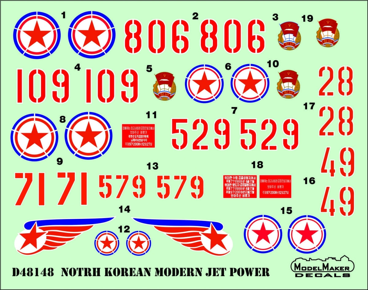 ModelMaker Decals D48148 North Korean Modern Jet Power 1/48 – immagine 2