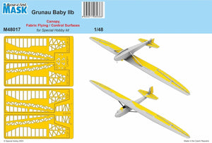 Special Hobby M48017 Grunau Baby IIB - Canopy, Fabric Flying / Control Surfaces (For Special Hobby Kit) 1/48