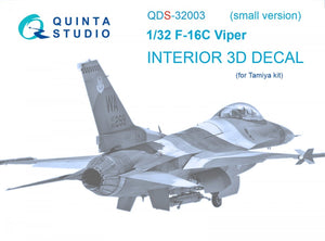 Quinta Studio QDS-32003 F-16C 3D-Printed &amp;amp; coloured Interior on decal paper ( Tamiya ) (small version) 1/32