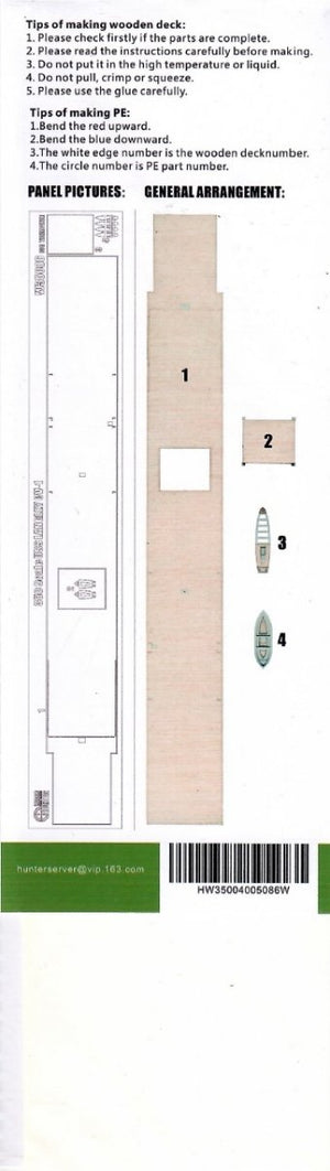 Wood Hunter W35086 USS Langley CV-1 Wooden Deck for Trumpeter 05631 1/350 – immagine 2