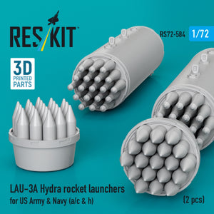 RESKIT RS72-0584 LAU-3A Hydra rocket launchers for US Army &amp; Navy (a/c &amp; h) (2pcs) (3D Printed) 1/72