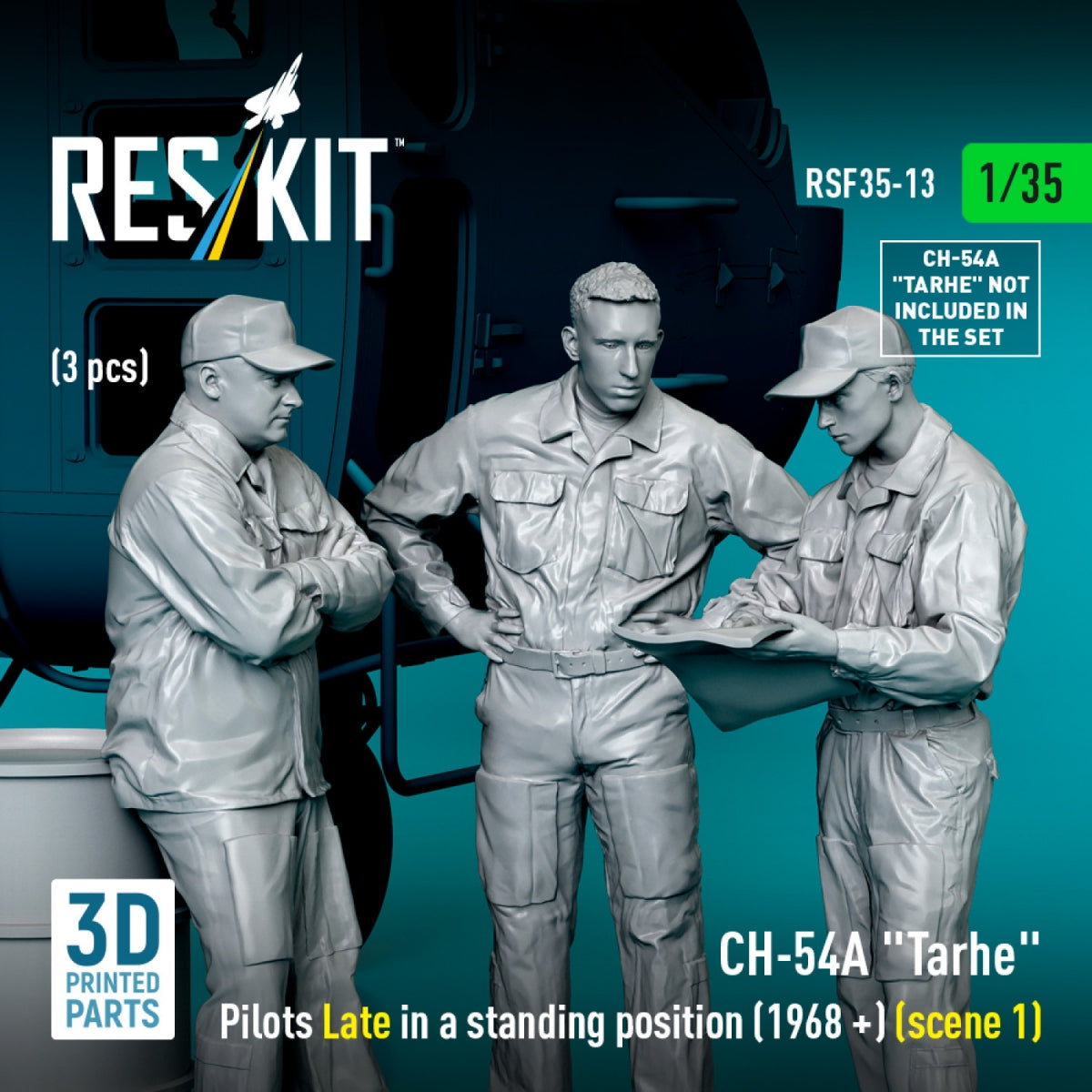 RESKIT RSF35-0013 CH-54A &amp;quot;Tarhe&amp;quot; pilots Late in a standing position (1968 +) (scene 1) (3 pcs) (3D Printed) 1/35 – Bild 4