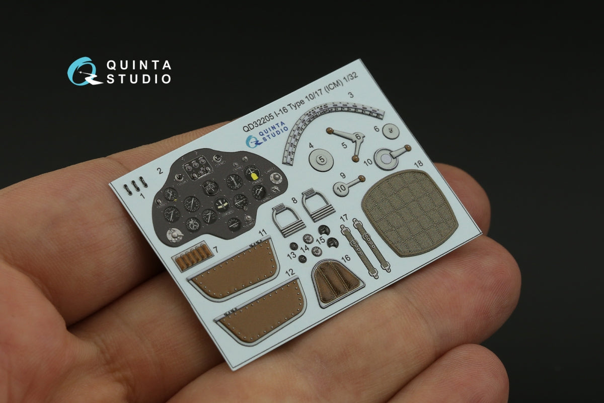 Quinta Studio QD32205 I-16 Type 10/17 3D-Printed coloured Interior on decal paper (ICM) 1/32 – Bild 9