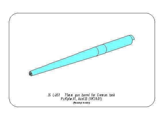 Aber 35L-251 7.5cm Gun Barrel for German Tank Pz.Kpfw. VI Ausf.B (For Revosys Model) 1/35 – zdjęcie 4