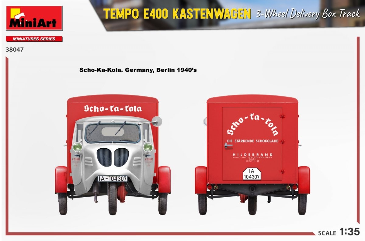 MiniArt 38047 TEMPO E400 KASTENWAGEN 3-WHEEL DELIVERY BOX TRACK 1/35 – immagine 18