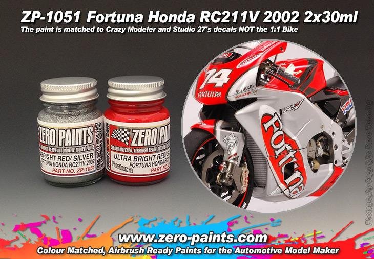 Kit de peinture Zero Paints ZP-1051 Fortuna Honda RC211V 2002 (2 x 30 ml)
