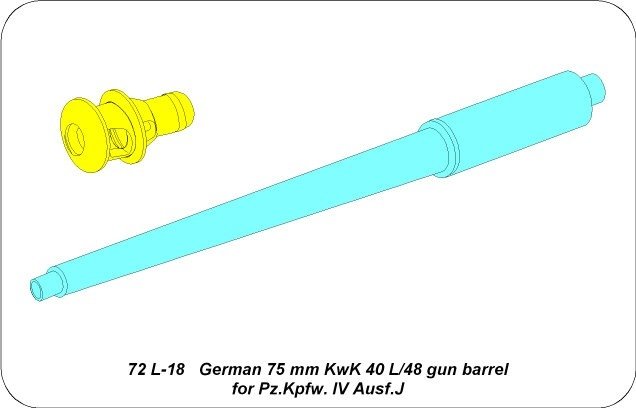 Aber 72L-18 Lufa 75mm KwK40L/48 do czołgu Panzer IV Ausf. J / German 75mm KwK 40 L/48 gun barrel for Pz.Kpfw. IV Ausf.J 1/72 – zdjęcie 4