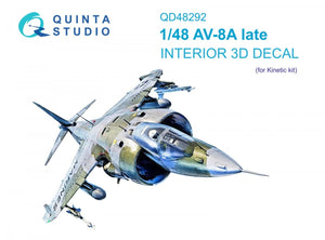 Quinta Studio QD48292 AV-8A Late 3D-Printed &amp;amp; coloured Interior on decal paper (Kinetic) 1/48