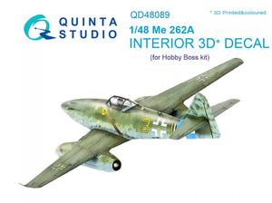 Quinta Studio QD48089 Me-262A 3D-Printed &amp;amp; coloured Interior on decal paper (for HobbyBoss kit) 1/48