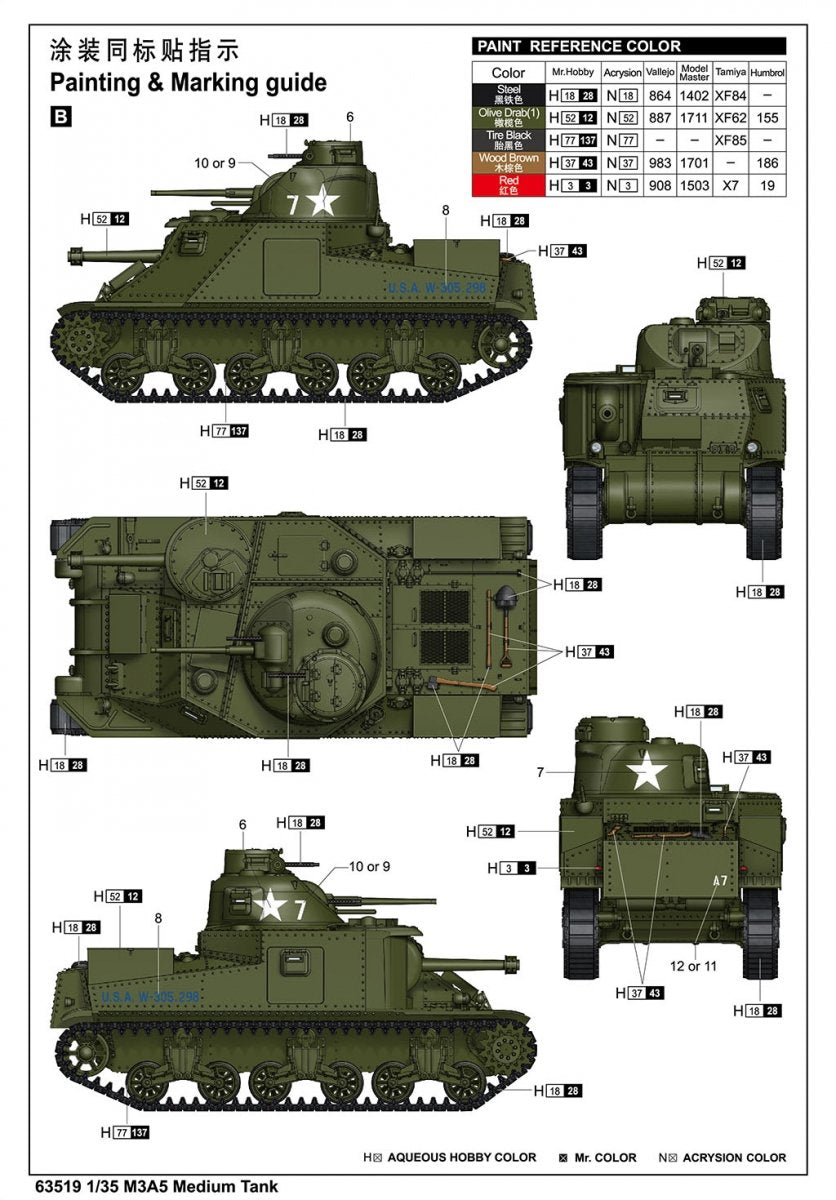 I Love Kit 63519 M3A5 Medium Tank 1/35 – immagine 4