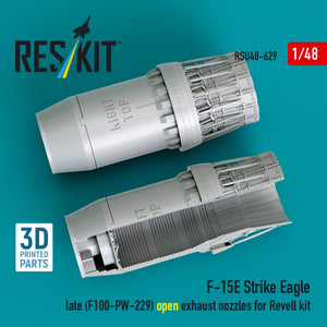 RESKIT RSU48-0629 F‑15E Strike Eagle late (F100-PW-229) open exhaust nozzles for Revell kit (3D Printed) 1/48