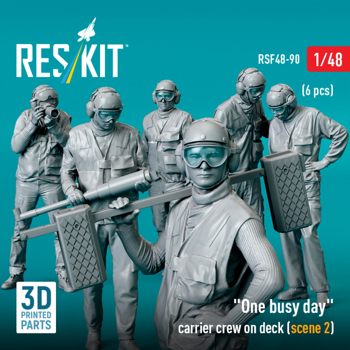 RESKIT RSF48-0090 &amp;quot;One busy day&amp;quot; carrier crew on deck (scene 2) (6 pcs) (3D Printed) 1/48 – Bild 4