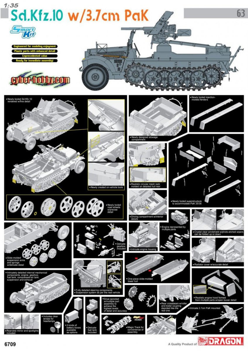Cyber Hobby 6709 Sd.Kfz.10 w/3.7cm PaK 1/35 – imagen 2