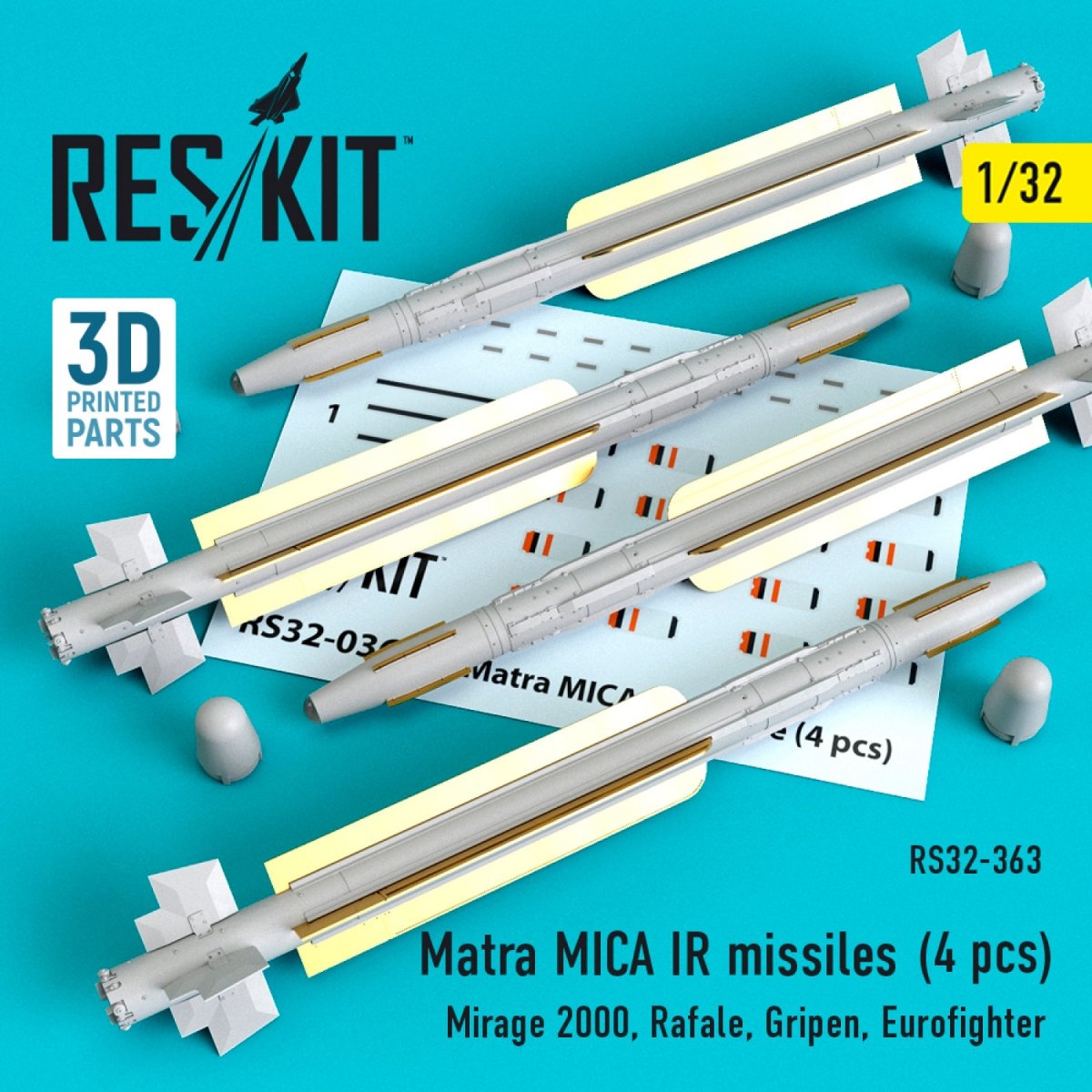 RESKIT RS32-0363 MISSILES IR MATRA MICA (4PCS) 1/32