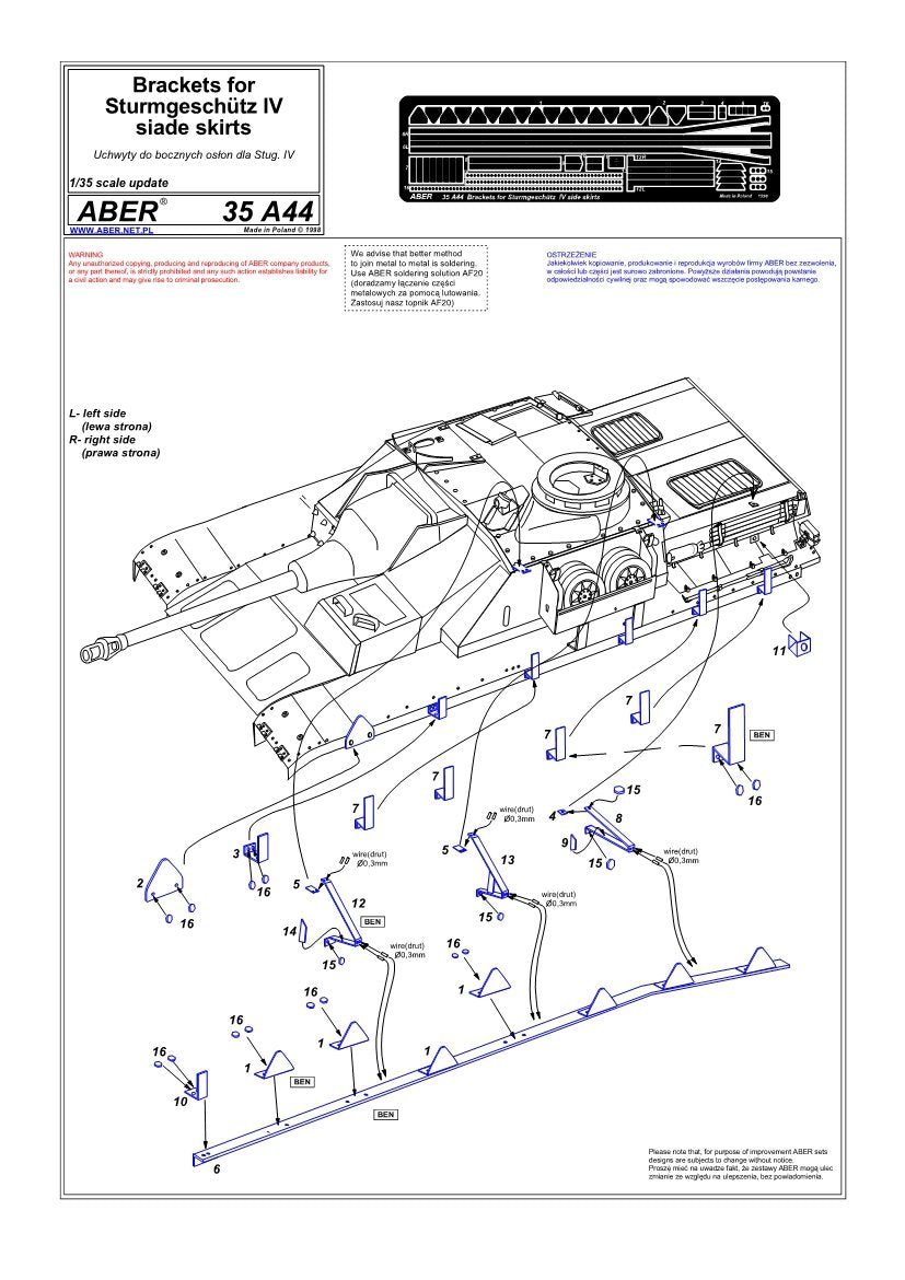 Aber 35A044 Uchwyty do bocznych osłon dla Stug-a IV 1/35 – Bild 4