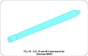 Aber 72L-10 75mm M3 barrel for Sherman M4A3 tank / US 75mm M3 tank barrel for Sherman M4A3 1/72 – image 3