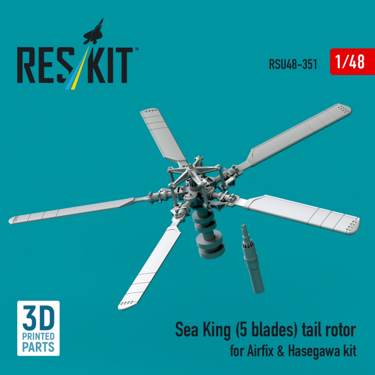 RESKIT RSU48-0351 Sea King (5 blades) tail rotor for Airfix &amp; Hasegawa kit (3D printed) 1/48