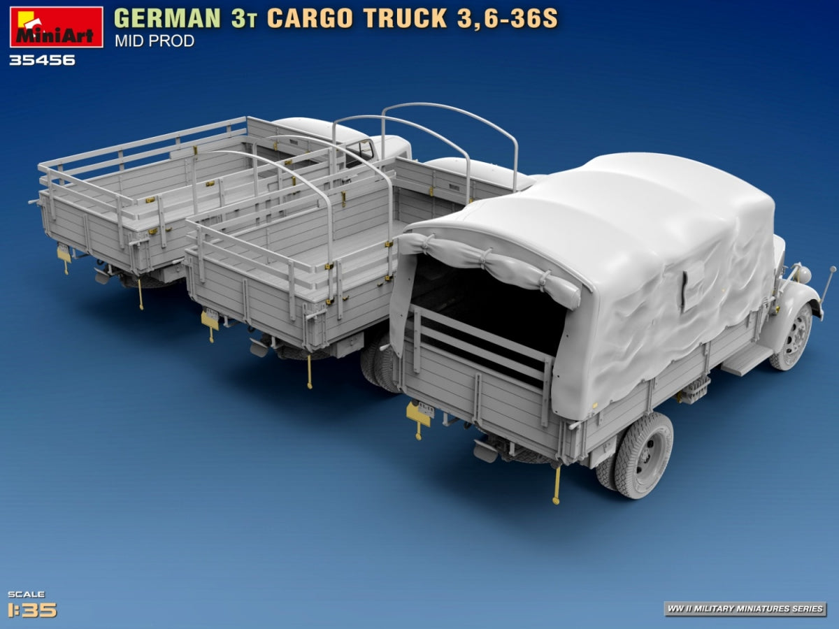 Miniart 35456 GERMAN 3T CARGO TRUCK 3,6-36S MID PROD 1/35 – immagine 6