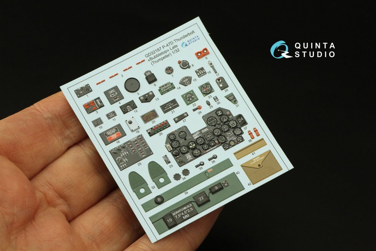 Quinta Studio QD32187 P-47D Thunderbolt Bubbletop (Late) 3D-Printed coloured Interior on decal paper (Trumpeter) 1/32 – immagine 4