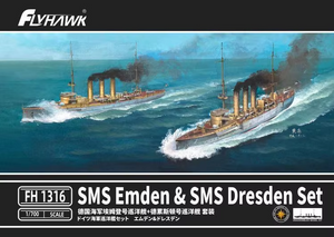 FlyHawk Model FH1316 SMS Emden &amp;amp; SMS Dresden Set 1/700