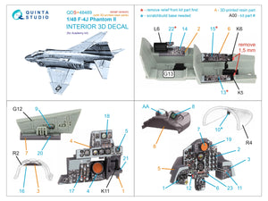 Quinta Studio QDS+48489 F-4J Phantom II 3D-Printed &amp;amp; coloured Interior on decal paper (Academy) (Small version) (with 3D-printed resin parts) 1/48 – Bild 3