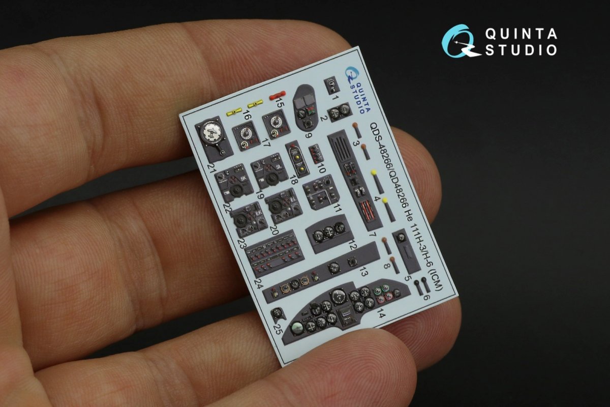 Quinta Studio QDS-48266 He 111H-3/H-6 3D-Printed &amp;amp; coloured Interior on decal paper ( ICM ) (Small version) 1/48 – immagine 10