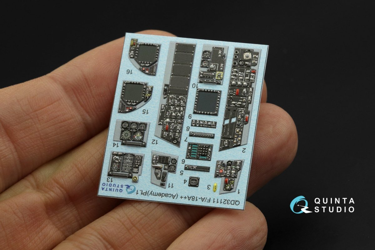 Quinta Studio QD32111 F/A-18A++ 3D-Printed &amp;amp; coloured Interior on decal paper (Academy) 1/32 – Bild 7