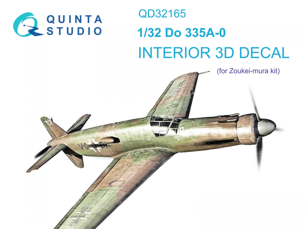 Quinta Studio QD32165 Do 335A-0 3D-Printed &amp;amp; coloured Interior on decal paper (Zoukei-mura) 1/32