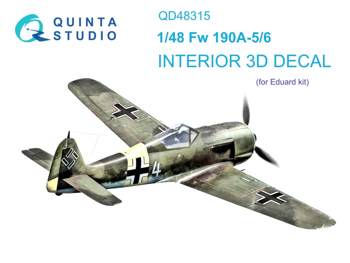 Intérieur imprimé en 3D et coloré sur papier décalcomanie Quinta Studio QD48315 Fw 190A-5/6 (Eduard) 1/48