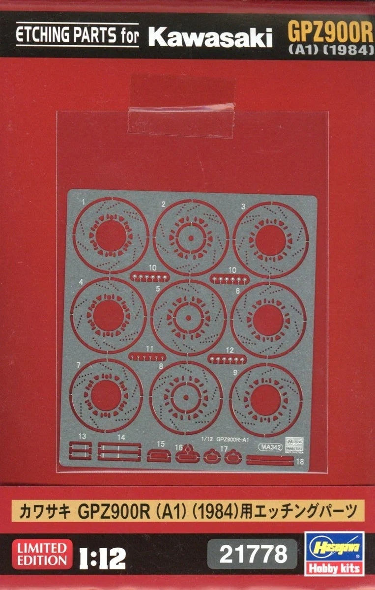 Hasegawa 21778 Kawasaki GPZ900R (A1) Etching Parts 1/12