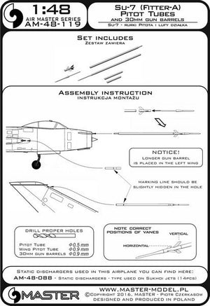 Master AM-48-119 Su-7 (Fitter-A) - Pilot Tubes and 30mm gun barrels 1/48 – immagine 6