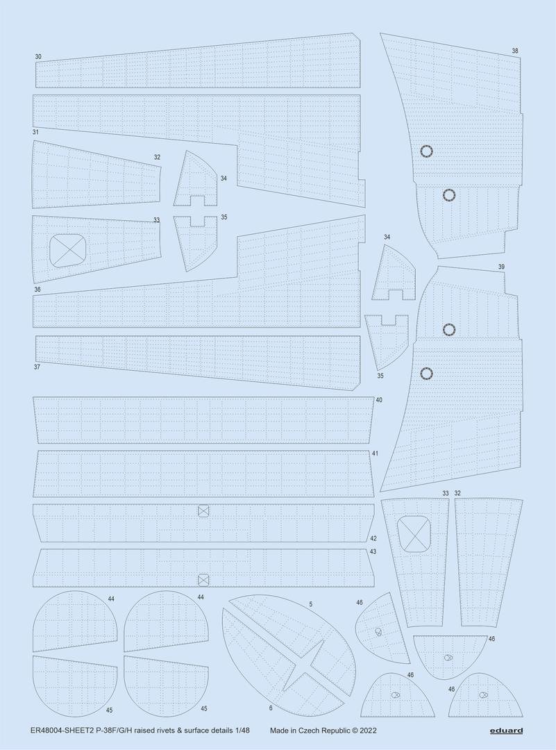 Eduard ER48004 P-38F/ G/H raised rivets &amp;amp; surface details TAMIYA 1/48 – zdjęcie 2