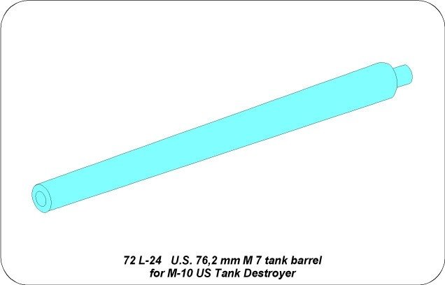 Aber 72L-24 Lufa 76,2mm M7 do niszczyciela czołgów M-10 / US 76,2mm M7 tank barrel for M10 US tank destroyer 1/72 – immagine 4