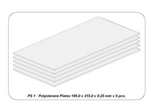 Aber PS-1 Płyty z białego polistyrenu 195 x 315 x 0,25 po 5 szt. / Polystyrene plates 195 x 315 x 0,25 mm x 5 pcs. – imagen 2