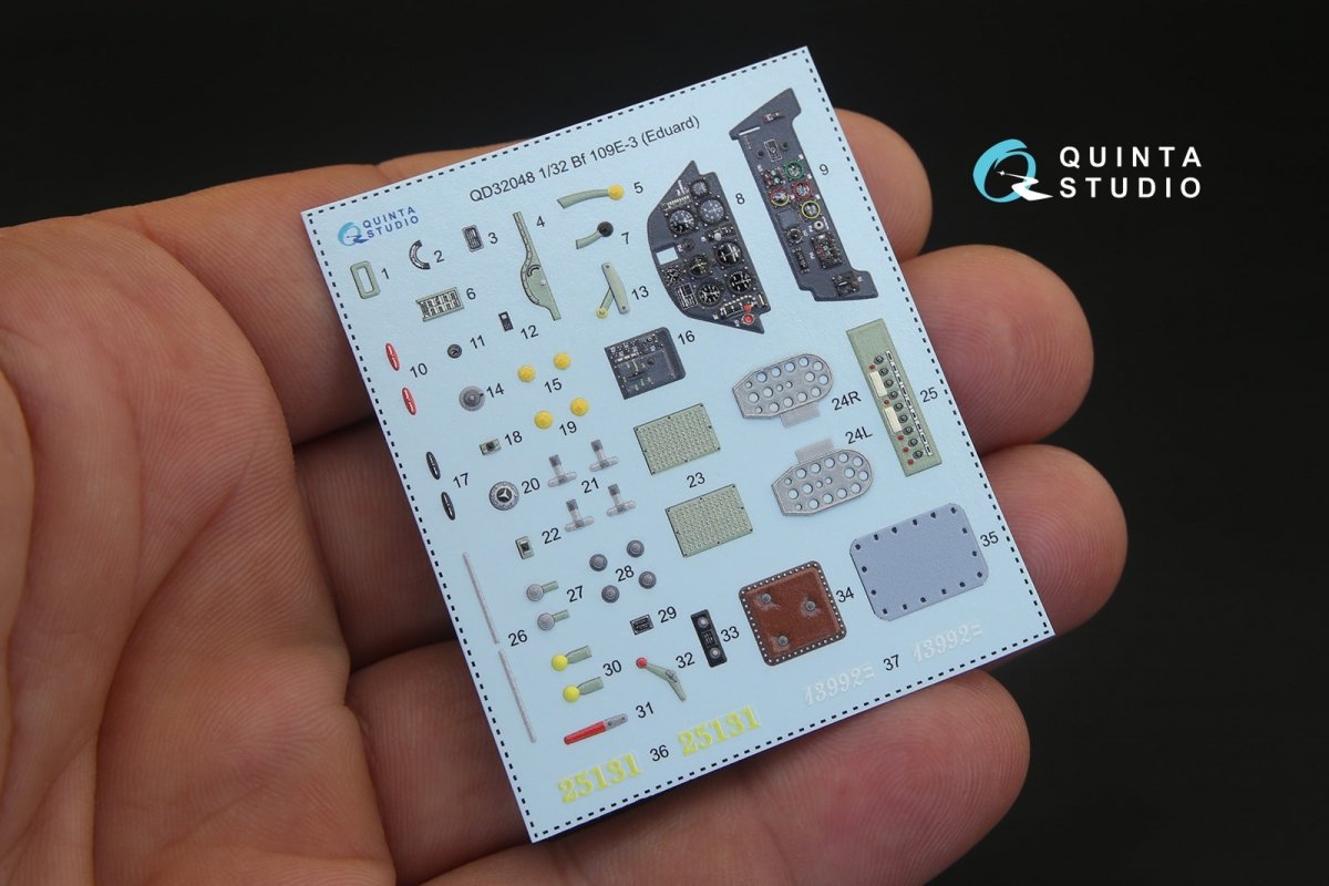 Quinta Studio QD32048 Bf 109E-3 3D-Printed &amp;amp; coloured Interior on decal paper (for Eduard kit) 1/32 – imagen 3
