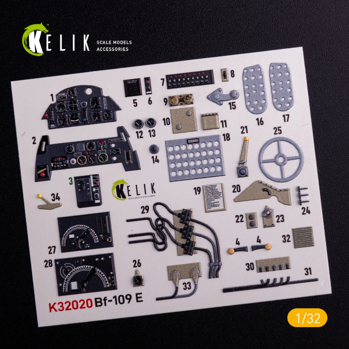 KELIK K32020 BF-109 E - Interior 3D Decal with 3D printed parts for Trumpeter kit 1/32 – immagine 3