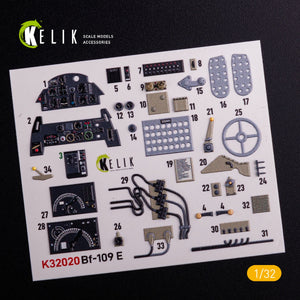 KELIK K32020 BF-109 E - Interior 3D Decal with 3D printed parts for Trumpeter kit 1/32 – immagine 3