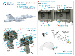 Quinta Studio QDS-32147 F/A-18B Early 3D-Printed &amp;amp; coloured Interior on decal paper (Academy) (Small version) 1/32 – imagen 12