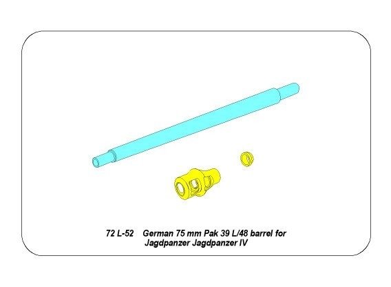 Aber 72L-52 Lufa 75mm Pak 39/L/48 do niemieckiego działa Jagdpanzer IV / German 75mm Pak 39/L/48 gun barrel for Jagdpanzer IV 1/72 – immagine 9