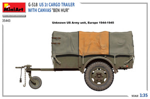 MiniArt 35443 G-518 US 1t CARGO TRAILER WITH CANVAS BEN HUR 1/35 – immagine 6