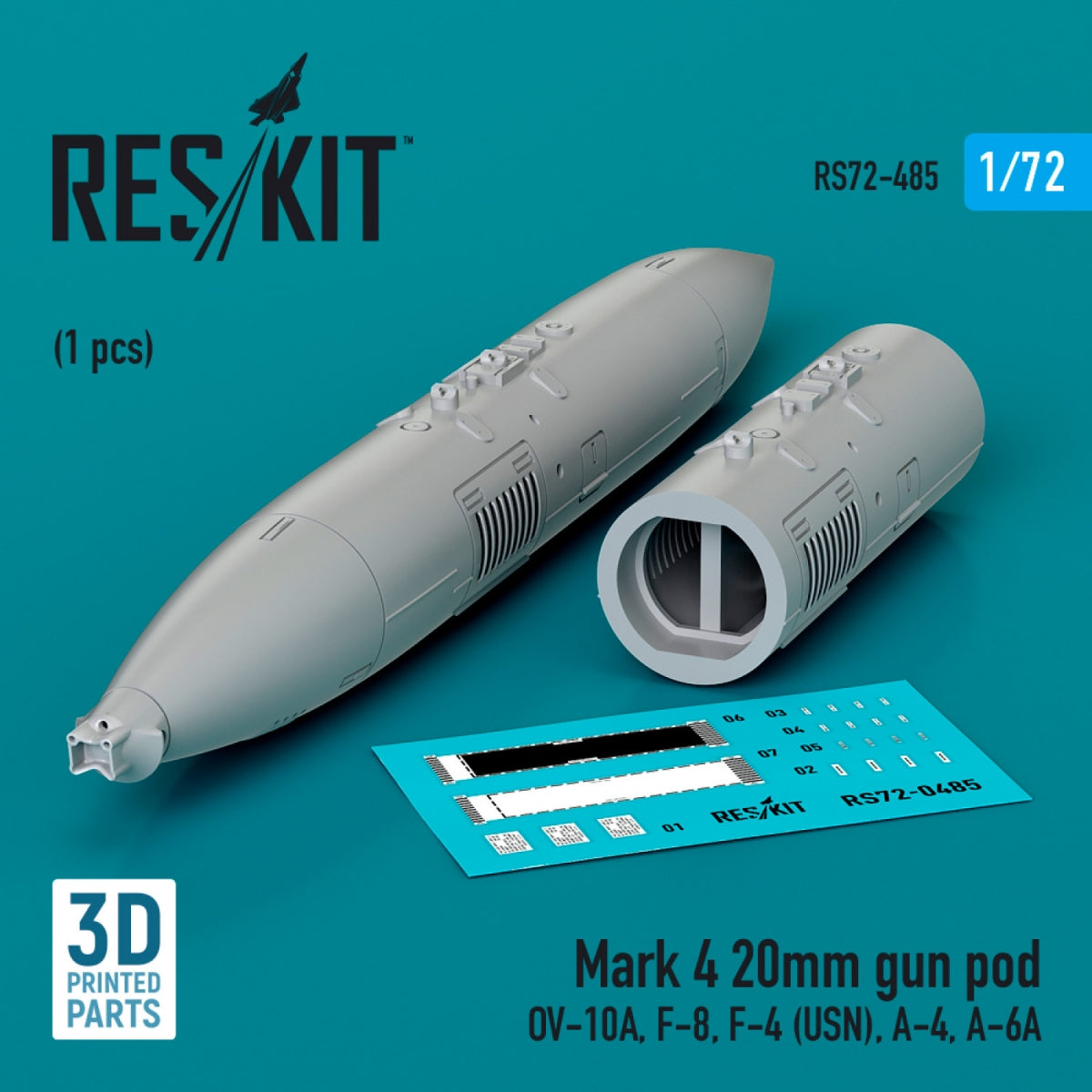 RESKIT RS72-0485 Mark 4 20mm gun pod (1 pcs) (3D Printed) 1/72 – Bild 2