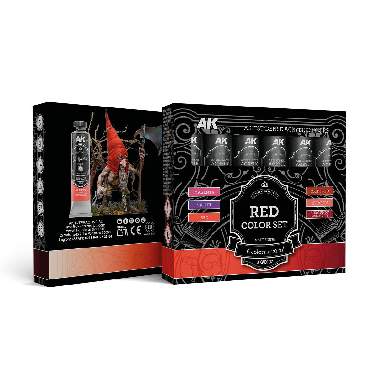 AK Interactive AKAD107 Artist Dense Acrylic Colors - Red Color Set