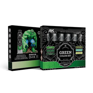AK Interactive AKAD109 Artist Dense Acrylic Colors - Green Color Set