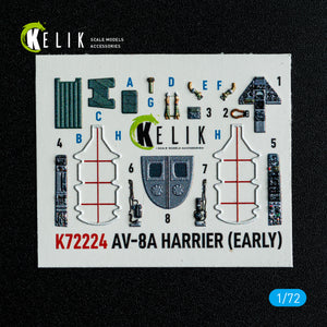 Kelik K72224 AV-8A Harrier (early) - interior 3D decals for Italeri kit 1/72