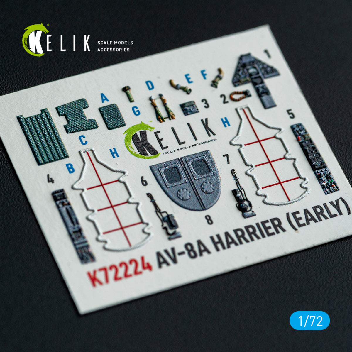 Kelik K72224 AV-8A Harrier (early) - interior 3D decals for Italeri kit 1/72 – Bild 2