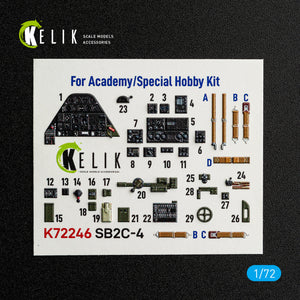 KELIK K72246 SB2C-4 - interior 3D decals for Academy/Special Hobby kit 1/72